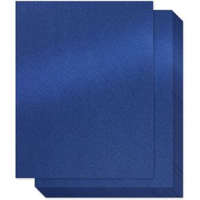 Navy Blue Shimmer Paper - 100-Pack Metallic Cardstock Paper, 92 lb Cover, Double Sided, Printer Friendly - Perfect for Weddings, Birthdays, Craft Use, Letter Size Sheets, 8.5 x 11 Inches