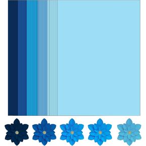 Blues Cardstock 8.5 x 11 Craft Paper Cover Stock Stash Pack- Blue Tones Assorted Colored Scrapbook Paper 80lb Card Stock for Construction Crafts, Embossing, Quilling, Cardmaking-30 Sheets