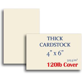 Thick & Heavy Cardstock - 120lb Cover - 4" x 6" Natural Cream - 325gsm 15pt Thick Paper - Index, Flash & Post Card Stock (100 Pack)