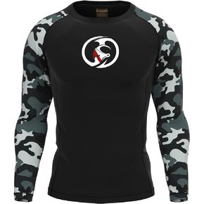 KOMBAT USA Full Sleeve Rash Guard KC Ocean & Snow|Mens Thermal Long Sleeve Shirt| Compression Shirt|Thermal Long Sleeve Shirt