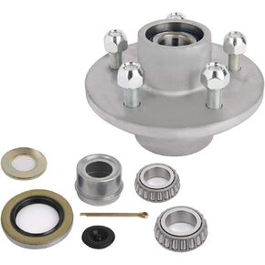 ECCPP Boat Trailer Hub Kit 5 Bolt 1 1/16 x 1 3/8 44649 x 68149 Silver Tapered Spindle Galvanized 3500lb