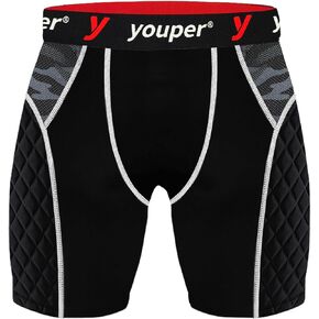 Youper Youth Elite Padded Sliding Shorts with Cup Pocket, Boys Compression Slider Shorts for Baseball & Football