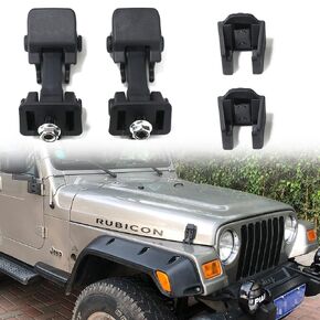 Sukemichi OEM TJ Hood Latches, Original Factory Hood Latch Kit for 1997-2006 Jeep Wrangler TJ Accessories, 1 Pair, Black