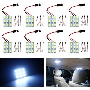 YONGMING BA9S T10 194 Festoon Led Panel Dome Light 501 W5W C5W T4W H6W Led 5050 Chipset for Car Interior Reading Vanity Courtesy Trunk Lights 12V White Pack of 6