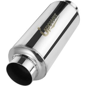 UPOWER 2.5" Inlet&Outlet Exhaust Resonator,11.5" Overall Length Center Straight Through Stainless Steel Muffler,Polished