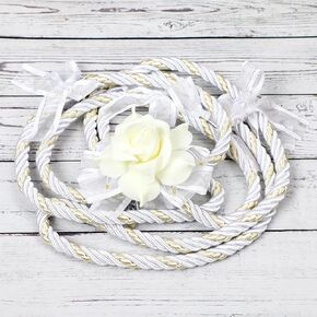 White Wedding Lasso Rope Lazo para Boda Ivory Wedding Cord White Gold Embellishment Accent Rope Traditional Lazo Cord Catholic Wedding Unity Cord for Ceremony Lazo de boda Mexico Bridal Gift