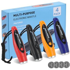 Xflyee Electronic Whistles 4 Pack, Loudest Electric Whistles 3 Tones High Volume Whistle Hand Held for Coaches Referees Training Whistle Bulk, Outdoor Hiking Emergency Rescue Whistle Gifts