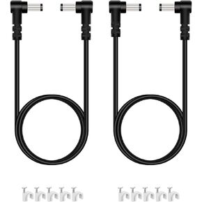 VOLTKARE 2Pack 3.28FT 1M 5.5mm*2.1mm DC Power Extension Cable with 90 Degree Right Angle Extension Cord Ends Male and for Male LED Lights Strip, Security Camera,5V-24 Volt Supply Adapter Power Cord