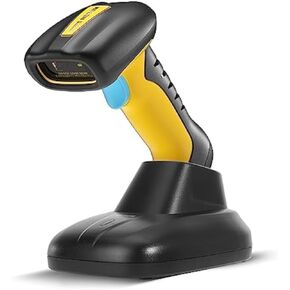 NETUM Upgraded QR Industrial Bluetooth Barcode Scanner with Charging Dock, Wireless 2D 1D Bar Code Reader 2600mAh Drop Protection Shock Dust Proof Hands Free for Windows Mac Android iOS (NT-1200)