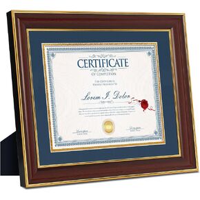 1 Pack Diploma Frame for 8.5x11 with Mat or Display 11x14 Certificate or Document without Mat Wooden Diploma Picture Frame Black with Golden Rim