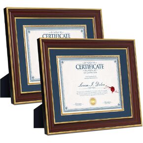 1 Pack Diploma Frame for 8.5x11 with Mat or Display 11x14 Certificate or Document without Mat Wooden Diploma Picture Frame Black with Golden Rim