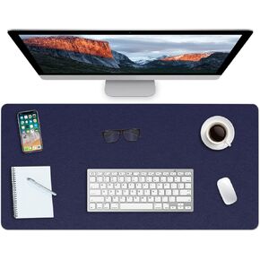 Multifunctional Office Desk Pad Mat Blotter on Top of Desks Non-slip Desk Writing Mat Waterproof Desk Mat Protector for Desktop PVC Leather Desk Mouse Pad for Office Home (Black, 14" x 24")