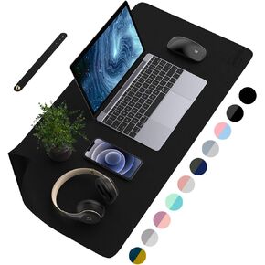 AFRITEE Desk Pad Protector - Dual Side PU Leather Pad Large Mouse Pad Waterproof Desk Organizer Office Home Table Decor Gaming Writing Mat Smooth (Light Green/Greenish Blue, 23.6" x 13.8")