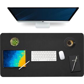 Vine Creations Leather Desk Mat 24" x 17", Desk Protector Mat, PU Leather Desk Pad, Non Slip Small Desk Pad Mat, Desk Blotter, Desk Pads on Top of Desks, Small Desk Mat, Home Office Desk Mat (Black)