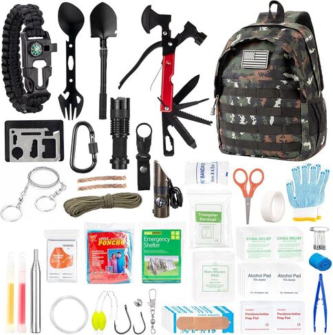 مجموعة أدوات النجاة للتخييم، 250 قطعة من معدات الطوارئ الأساسية للمغامرة في الهواء الطلق، والمشي لمسافات طويلة، والصيد، بما في ذلك معدات النجاة، ومستلزمات الطوارئ المثالية للاستعداد للكوارث in Kuwait