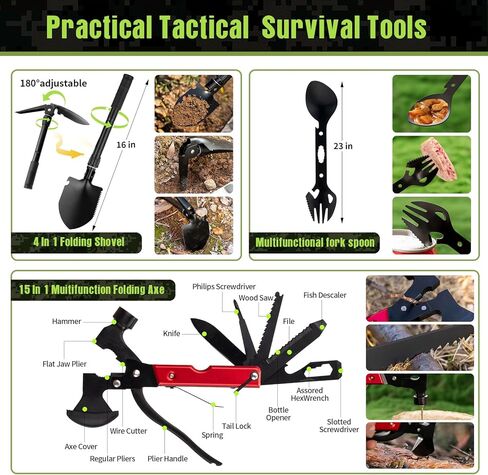 مجموعة أدوات النجاة للتخييم، 250 قطعة من معدات الطوارئ الأساسية للمغامرة في الهواء الطلق، والمشي لمسافات طويلة، والصيد، بما في ذلك معدات النجاة، ومستلزمات الطوارئ المثالية للاستعداد للكوارث in Kuwait