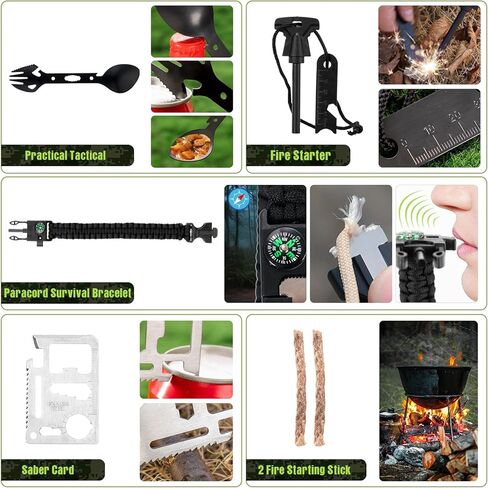 مجموعة أدوات النجاة للتخييم، 250 قطعة من معدات الطوارئ الأساسية للمغامرة في الهواء الطلق، والمشي لمسافات طويلة، والصيد، بما في ذلك معدات النجاة، ومستلزمات الطوارئ المثالية للاستعداد للكوارث in Kuwait