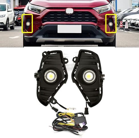 ECAHAYAKU LED DRL ضوء الضباب لتويوتا RAV4 2019-2023 المصد الأمامي أثناء النهار ضوء الجري العنبر ضوء إشارة الانعطاف ضوء القيادة ضوء النهار (ليس لمغامرة RAV4) in Kuwait