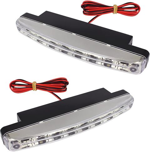 Crynod 2 PCS Automotive Daytime Running Lights, ABS 8LED Constant Current Control Center Grid Spotlights, Cars High-brightness High-power Lamps, Compatible with Most Models (White) in Saudi Arabia