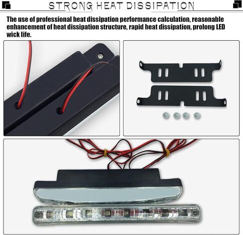 Crynod 2 PCS Automotive Daytime Running Lights, ABS 8LED Constant Current Control Center Grid Spotlights, Cars High-brightness High-power Lamps, Compatible with Most Models (White) in Saudi Arabia