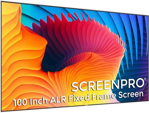 شاشة عرض SCREENPRO مقاس 120 بوصة ALR لرفض الضوء المحيط لجهاز عرض قصير جدًا وجهاز عرض ليزر، شاشة رفض ضوء السقف بإطار ثابت 16:9 4K/8K Ultra Edge للمسرح المنزلي in Kuwait