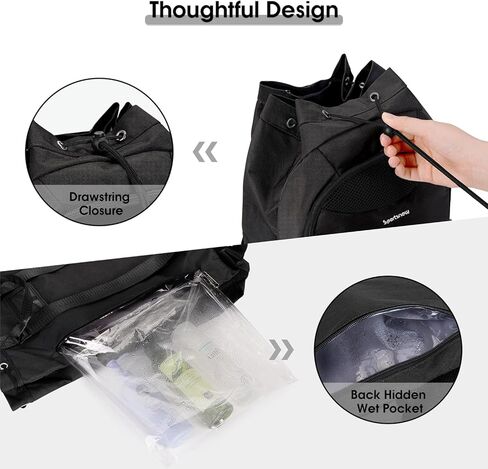 حقيبة ظهر برباط، حقيبة ظهر لكرة السلة لكرة السلة مع مقصورات للأحذية والكرة وحقيبة رياضية بجيب مبلل للرجال والنساء in Kuwait