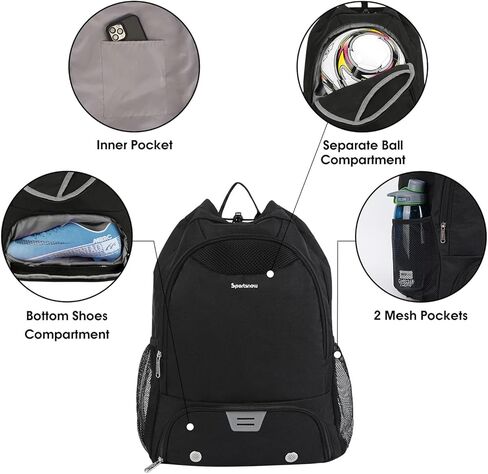 حقيبة ظهر برباط، حقيبة ظهر لكرة السلة لكرة السلة مع مقصورات للأحذية والكرة وحقيبة رياضية بجيب مبلل للرجال والنساء in Kuwait