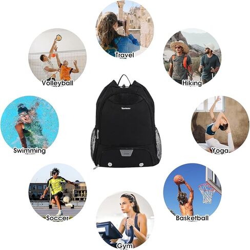 حقيبة ظهر برباط، حقيبة ظهر لكرة السلة لكرة السلة مع مقصورات للأحذية والكرة وحقيبة رياضية بجيب مبلل للرجال والنساء in Kuwait