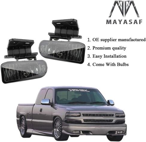 MAYASAF Amber Lens Fog Light Pair of Bumper Fog Lamp Assembly Fit for 1999-2002 Silverado 1500/2500/3500, 2000-2006 Suburban Tahoe Exclude Z71 in Kuwait