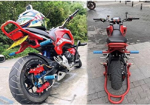 Iron Manned Motorcycle Stunt Rear Luggage with CNC Removable Perform Bar Fit for Honda Grom MSX 125 SF 2013-2016,Black Rack + Black Footpeg in Saudi Arabia