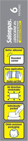 رقعة جل سالونباس ليدوكائين 4% لتخفيف الألم بأقصى قوة 6 قيراط (عبوة من قطعتين) in Kuwait