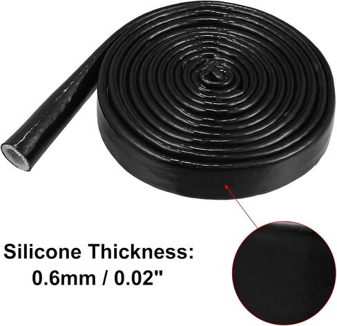 X AUTOHAUX 5/8" ID x 10FT Heat Shielded Fire Sleeve Silicone Coated Fiberglass Tape for Automotive Hose Lines Wires Electrical Wiring Black in Kuwait