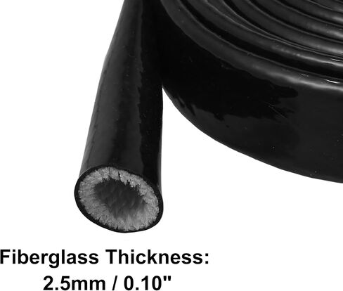 X AUTOHAUX 5/8" ID x 10FT Heat Shielded Fire Sleeve Silicone Coated Fiberglass Tape for Automotive Hose Lines Wires Electrical Wiring Black in Kuwait