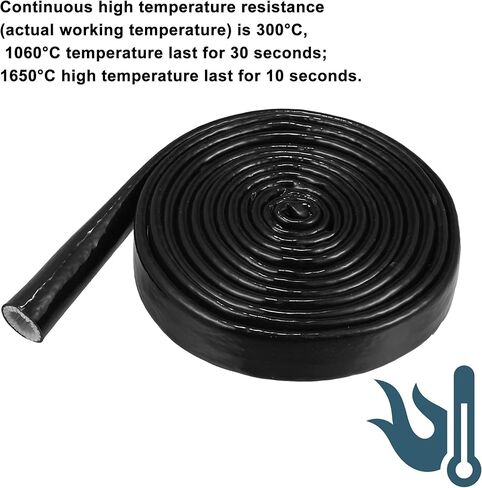 X AUTOHAUX 5/8" ID x 10FT Heat Shielded Fire Sleeve Silicone Coated Fiberglass Tape for Automotive Hose Lines Wires Electrical Wiring Black in Kuwait