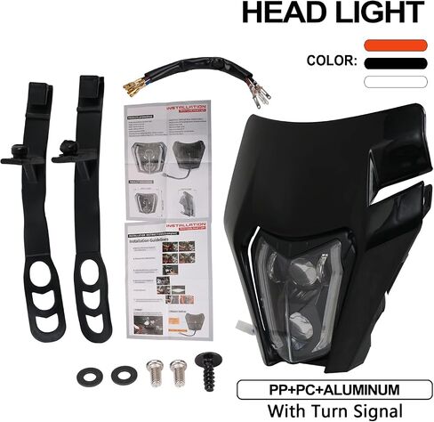 Dirt Bike Headlight Led，66W 3000lm Universal Motorcycle LED Headlight Kit，Pit Bike Headlight for Most Pit Dirt Bike Motorcycle Enduro ATV Scooters-Orange in Saudi Arabia