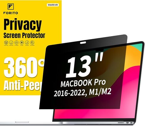 شاشة خصوصية F FORITO بزاوية 360 درجة متوافقة مع جهاز MacBook Pro 13 بوصة (2016-2022، M1، M2)، شاشة خصوصية للكمبيوتر المحمول مضادة للظهور ومضادة للوهج ومقاومة للخدش in Kuwait
