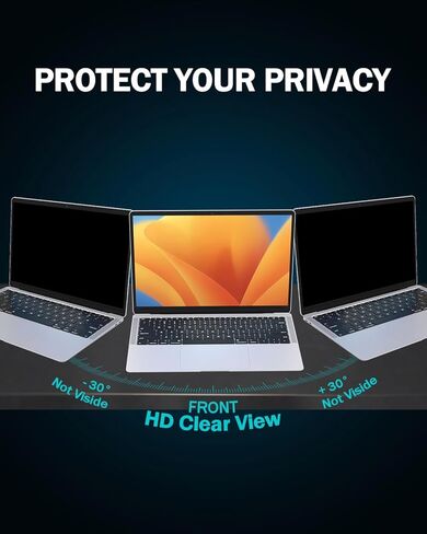 شاشة خصوصية F FORITO بزاوية 360 درجة متوافقة مع جهاز MacBook Pro 13 بوصة (2016-2022، M1، M2)، شاشة خصوصية للكمبيوتر المحمول مضادة للظهور ومضادة للوهج ومقاومة للخدش in Kuwait