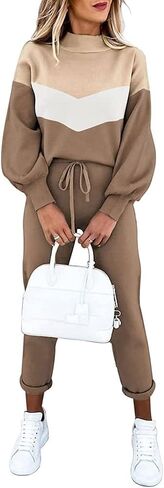 ETCYY طقم صالة نسائي جديد مكون من قطعتين، سويت شيرت بأكمام طويلة وبدلة رياضية in Saudi Arabia