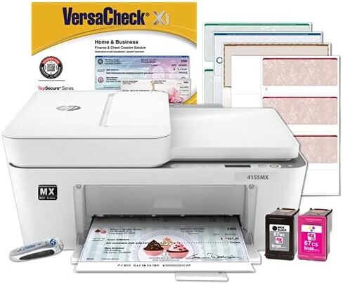 VersaCheck DeskJet 4155 MX MICR All-in-One Check Printer Gold Check Printing Software Bundle,White in Saudi Arabia