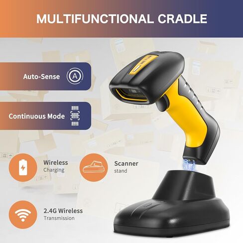 NETUM ماسح الباركود QR الصناعي بتقنية Bluetooth مع قاعدة شحن، قارئ رمز شريطي لاسلكي 2D 1D بقدرة 2600 مللي أمبير في الساعة للحماية من السقوط والصدمات والغبار بدون استخدام اليدين لنظام التشغيل Windows Mac Android iOS (NT-1200) in Saudi Arabia