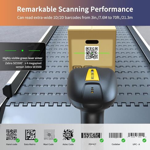 NETUM ماسح الباركود QR الصناعي بتقنية Bluetooth مع قاعدة شحن، قارئ رمز شريطي لاسلكي 2D 1D بقدرة 2600 مللي أمبير في الساعة للحماية من السقوط والصدمات والغبار بدون استخدام اليدين لنظام التشغيل Windows Mac Android iOS (NT-1200) in Saudi Arabia