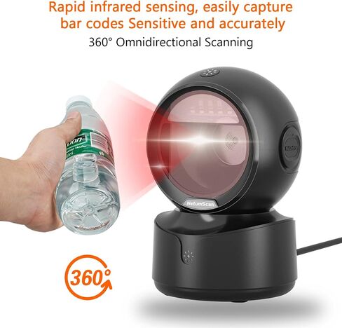 NetumScan Automatic Omnidirectional Desktop Barcode Scanner, Hands-Free USB Wired QR Barcode Reader, 1D 2D Bar Code Image Sensing for Warehouse, Supermarket, Retail Store, Bookstore Pos System in Saudi Arabia