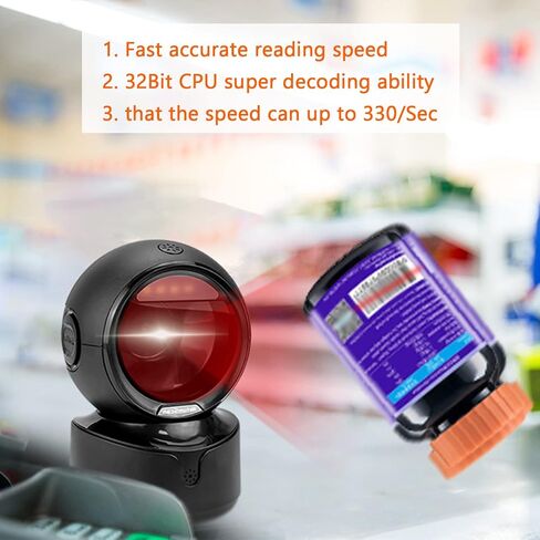 NetumScan Automatic Omnidirectional Desktop Barcode Scanner, Hands-Free USB Wired QR Barcode Reader, 1D 2D Bar Code Image Sensing for Warehouse, Supermarket, Retail Store, Bookstore Pos System in Saudi Arabia