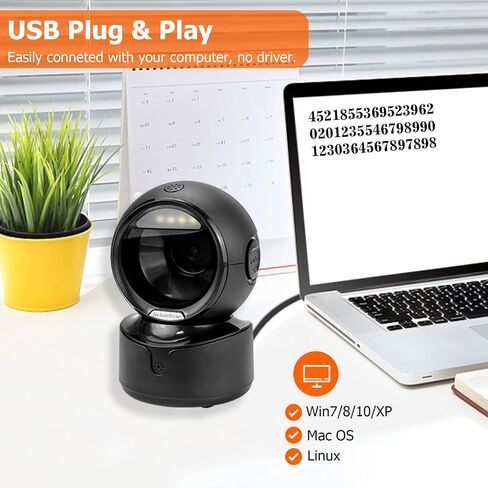 NetumScan Automatic Omnidirectional Desktop Barcode Scanner, Hands-Free USB Wired QR Barcode Reader, 1D 2D Bar Code Image Sensing for Warehouse, Supermarket, Retail Store, Bookstore Pos System in Saudi Arabia
