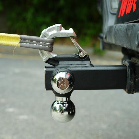 كرة وصلة المقطورة 84012 من Towever مع خطاف سحب تكتيكي، وصلة ربط ثلاثية تناسب جهاز استقبال وصلة 2 بوصة، آمنة مع مزلاج ذاتي القفل، كرة كروم، سعة خطاف ربط الشاحنة تصل إلى 10000 رطل in Kuwait