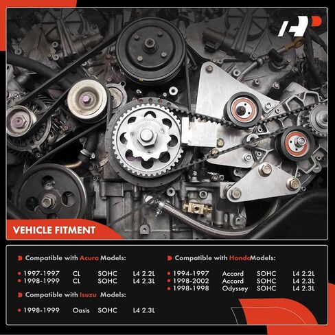 طقم حزام توقيت المحرك الممتاز مع شداد مضخة المياه استبدال TCKWP244 TKH-006 متوافق مع Honda Accord 1994-2002، Odyssey 1998 & Acura CL 1997-1999 & Isuzu Oasis 1998-1999 L4 2.2L 2.3L SOHC in Saudi Arabia