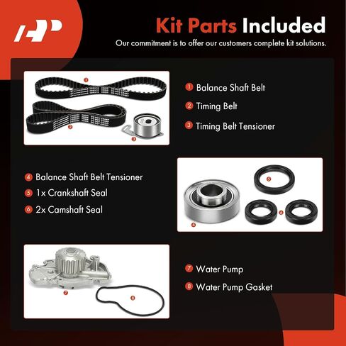طقم حزام توقيت المحرك الممتاز مع شداد مضخة المياه استبدال TCKWP244 TKH-006 متوافق مع Honda Accord 1994-2002، Odyssey 1998 & Acura CL 1997-1999 & Isuzu Oasis 1998-1999 L4 2.2L 2.3L SOHC in Saudi Arabia
