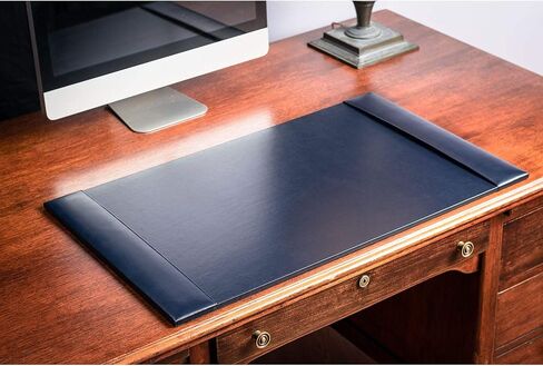 Dacasso Bonded Pad with Side Rails Luxury Leather Desk Blotter for Writing, 30 x 18, Brown in Saudi Arabia