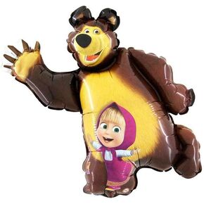 Grabo - Foil Supershape Ball 35"-87cm Masha & Bear-Unpacked, Multicoloured, L164