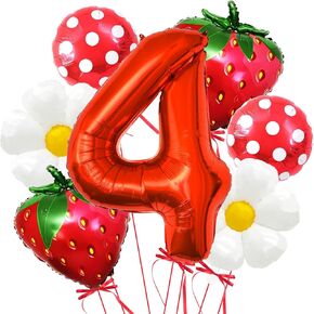 بالونات الفراولة التوت ديكور عيد الميلاد الأول، 40 بوصة مايلر الأحمر بالونات واحدة، بالون الفراولة لبالونات عيد الميلاد الأول التوت للفتيات، زينة عيد الميلاد الأول الفراولة